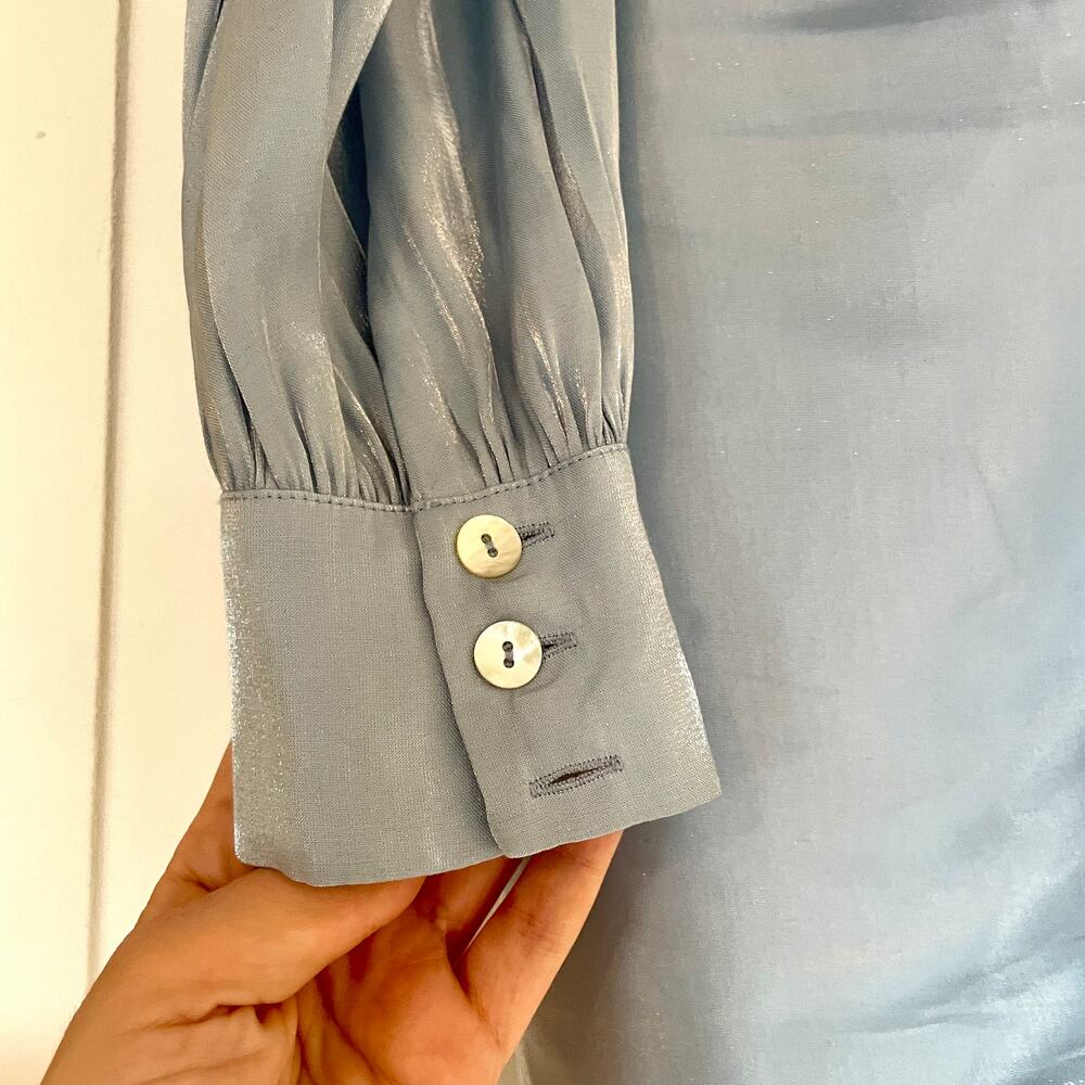 Song of Style REVOLVE Baby Light Blue Tucker Mini Dress sz XS Faux Wrap Belt - Picture 5 of 16